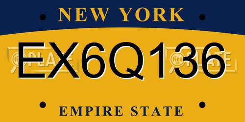 EX6Q136 New York License Plate