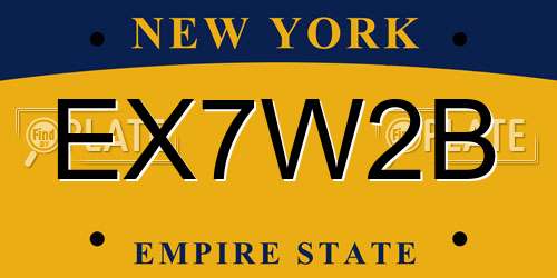 EX7W2B New York License Plate