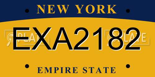 EXA2182 New York License Plate