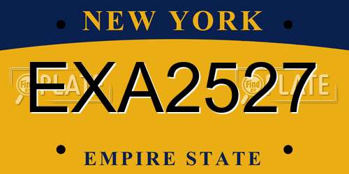 EXA2527 New York License Plate