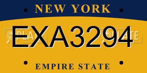 EXA3294 New York License Plate