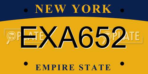 EXA652 New York License Plate