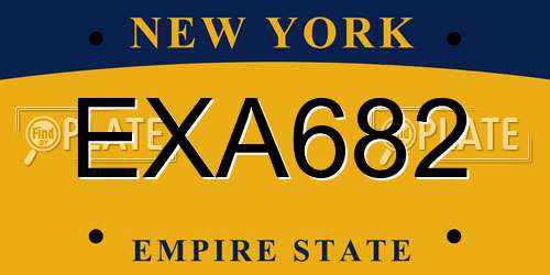EXA682 New York License Plate