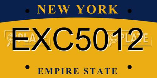EXC5012 New York License Plate