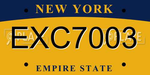 EXC7003 New York License Plate