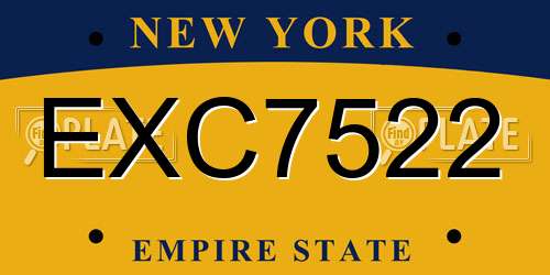 EXC7522 New York License Plate