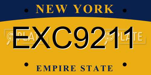 EXC9211 New York License Plate