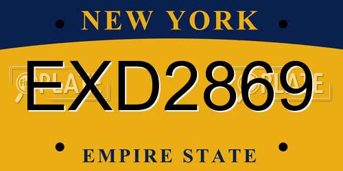 EXD2869 New York License Plate