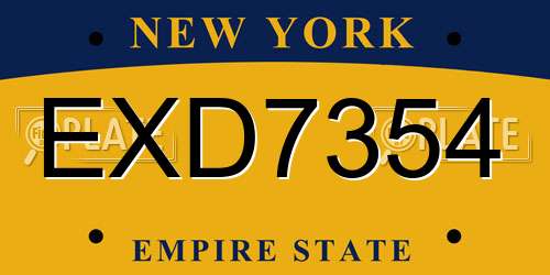 EXD7354 New York License Plate