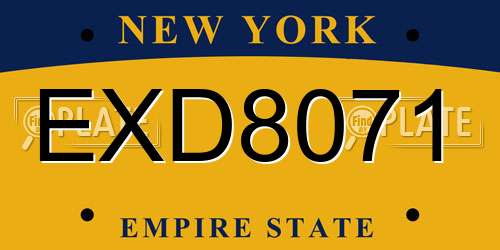 EXD8071 New York License Plate