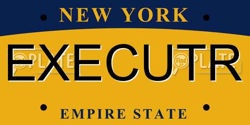 EXECUTR New York License Plate
