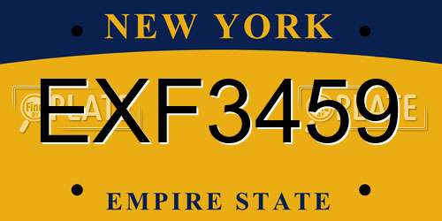 EXF3459 New York License Plate