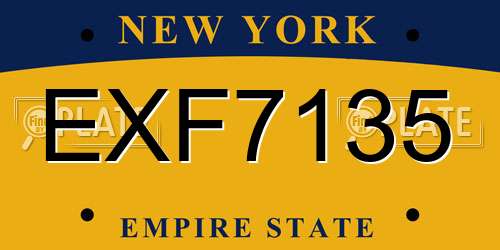 EXF7135 New York License Plate