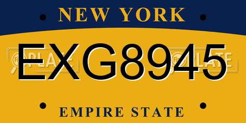 EXG8945 New York License Plate