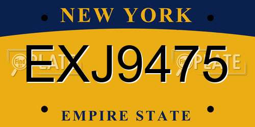 EXJ9475 New York License Plate