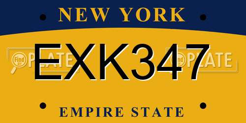 EXK347 New York License Plate