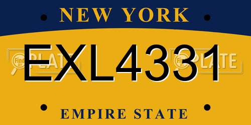 EXL4331 New York License Plate