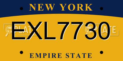 EXL7730 New York License Plate
