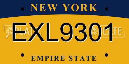 EXL9301 New York License Plate