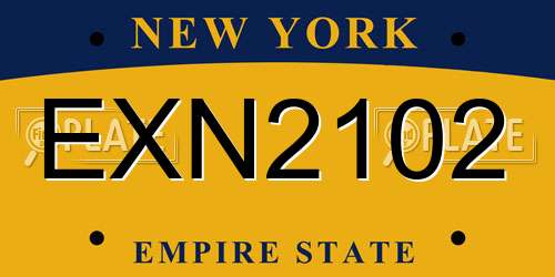 EXN2102 New York License Plate