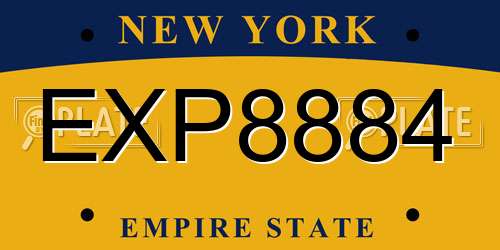 EXP8884 New York License Plate