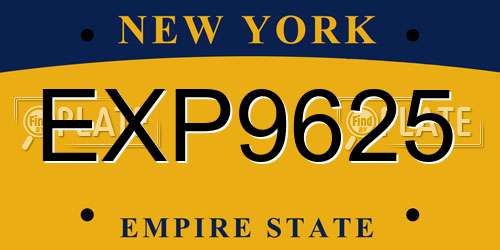 EXP9625 New York License Plate