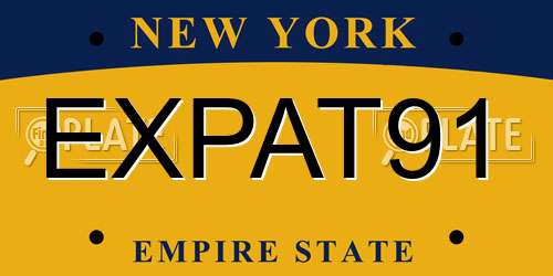 EXPAT91 New York License Plate
