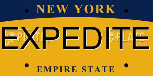 EXPEDITE New York License Plate