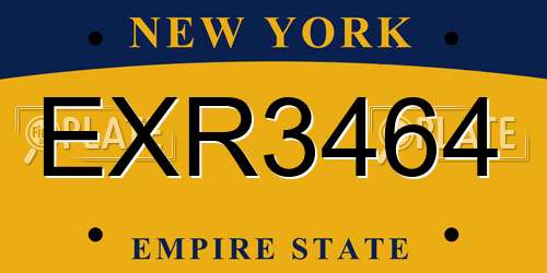 EXR3464 New York License Plate