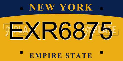EXR6875 New York License Plate