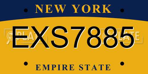 EXS7885 New York License Plate