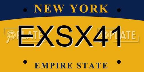 EXSX41 New York License Plate