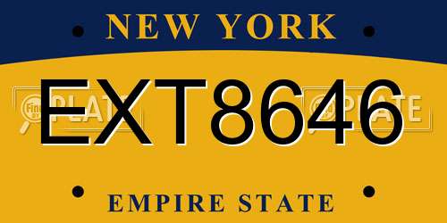 EXT8646 New York License Plate