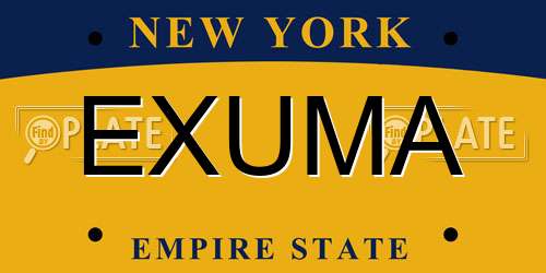 EXUMA New York License Plate