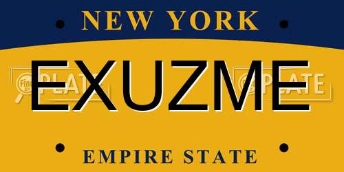EXUZME New York License Plate