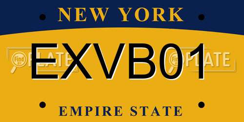 EXVB01 New York License Plate