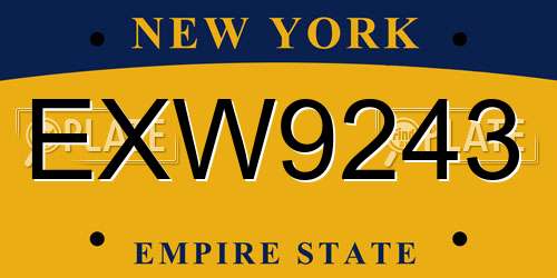 EXW9243 New York License Plate
