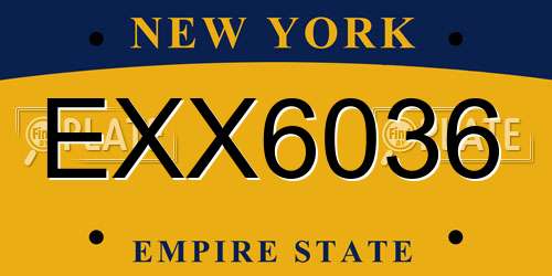 EXX6036 New York License Plate