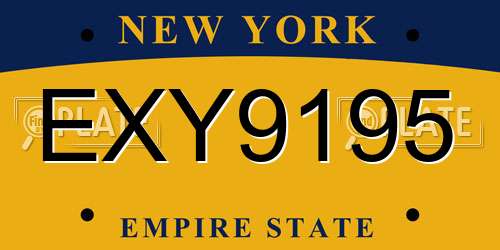 EXY9195 New York License Plate