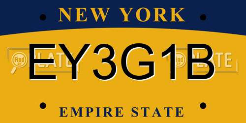 EY3G1B New York License Plate