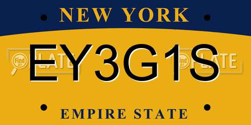 EY3G1S New York License Plate