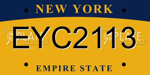 EYC2113 New York License Plate
