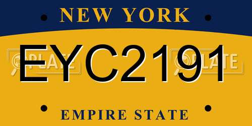 EYC2191 New York License Plate