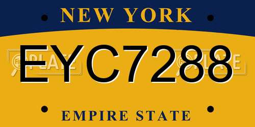EYC7288 New York License Plate