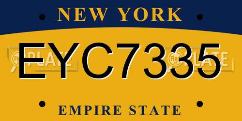 EYC7335 New York License Plate