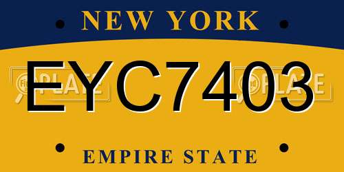 EYC7403 New York License Plate