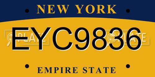 EYC9836 New York License Plate