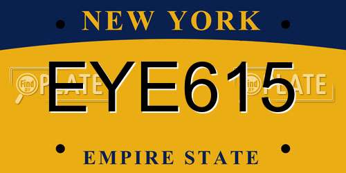EYE615 New York License Plate