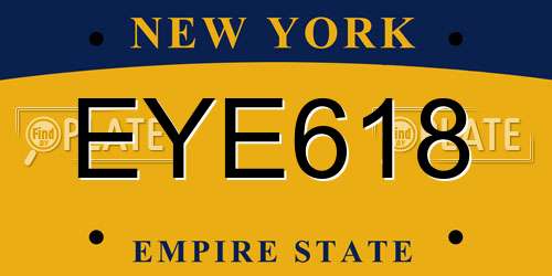 EYE618 New York License Plate