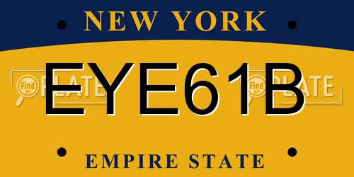EYE61B New York License Plate